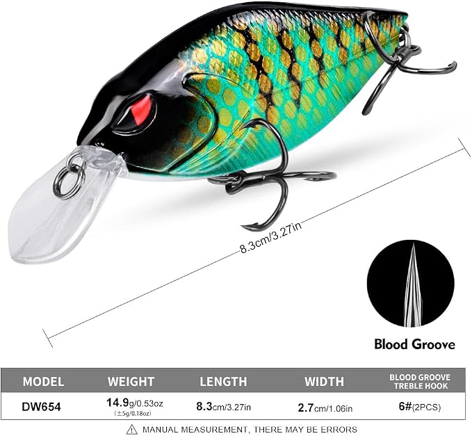 PROBEROS Crankbaits Set Fishing Lure Hard Baits Swimbaits Boat Ocean Topwater Lures Kit Fishing Tackle Hard Baits Set for Trout Bass Perch Fishing Topwater Lures Set