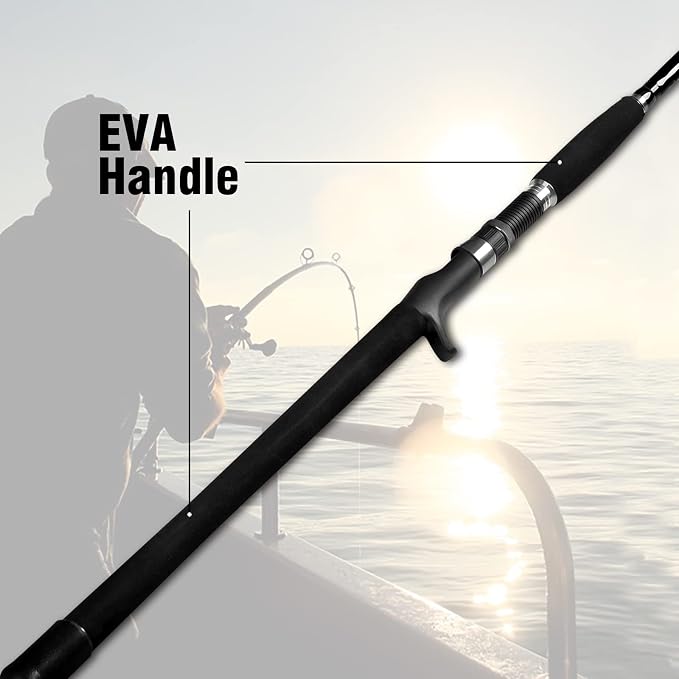 Portable Saltwater Offshore Heavy 3-Piece Travel Graphite Baitcasting Fishing Poles Casting Boat Jigging Trolling Conventional Rods with Rod Case Bag (6'/7'/8')