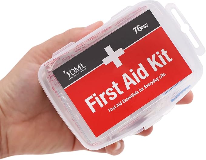 DMI 76-Piece First-Aid Kit, Portable All-Purpose Use for Minor Cuts and Scrapes, Durable Water-Resistant Case, Convenient and Portable for Travel