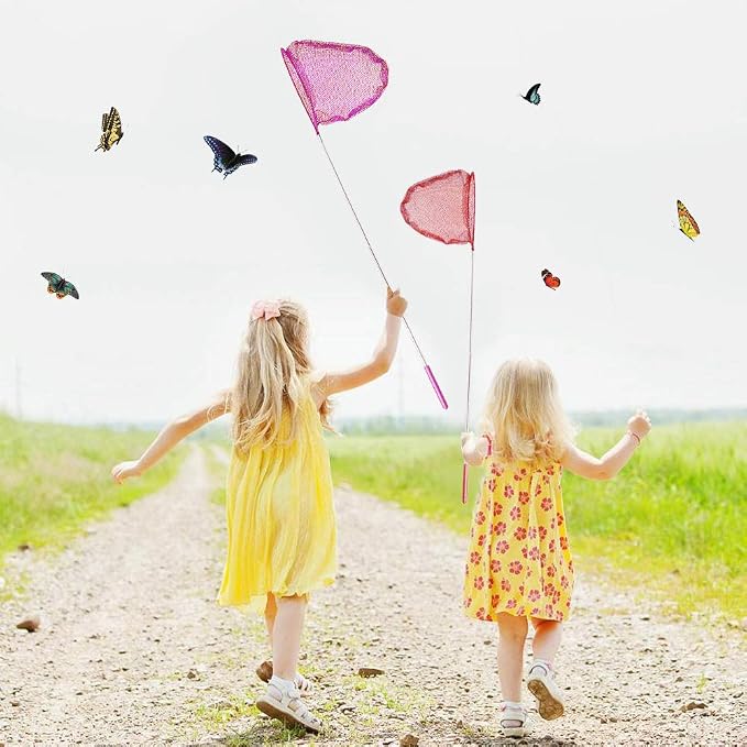 TSYAN Telescopic Butterfly Net, Perfect for Catching Bugs Insect Small Fish,Outdoor Tools Colorful Extendable up to 34" for Kids