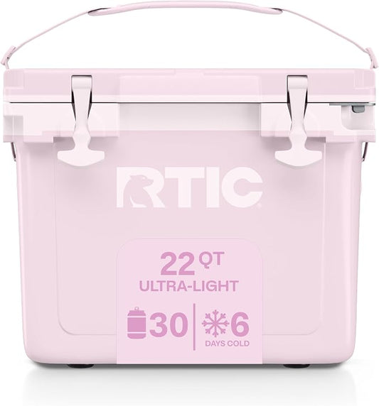 RTIC Ultra-Light Hard Cooler Insulated Portable Ice Chest Box for Drink, Beverage, Beach, Camping, Picnic, Fishing, Boat, Barbecue, 30% Lighter Than Rotomolded Coolers