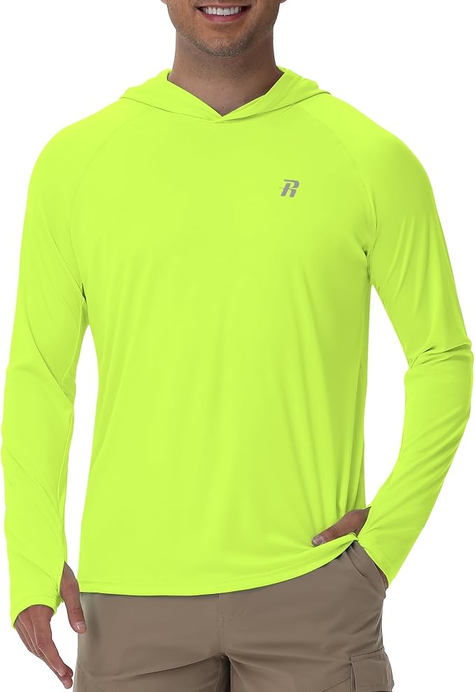 Runhit UPF 50+ Fishing Shirts for Men Long Sleeve Sun Protection Hoodie Lightweight Outdoor Workout Hiking Running Rash Guard