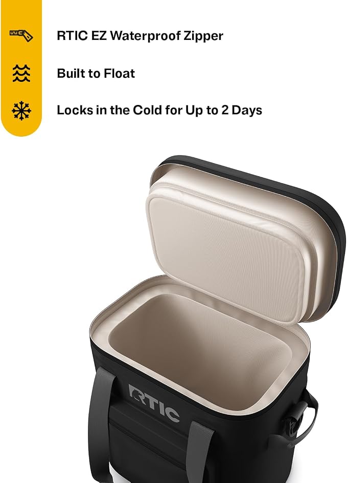 RTIC Ultra-Tough Soft Cooler Pro, Insulated, Waterproof, Leak Proof, Portable Floating Bag for Beverage, Drink, Lunch, Outdoor, Beach, Car, Camping, Picnic, Fishing, Boat