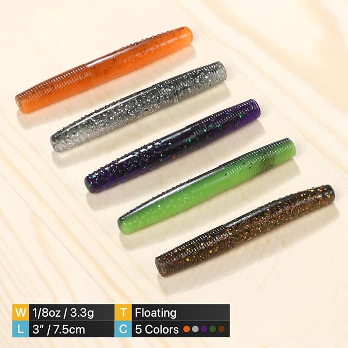 Ned Rig Baits Kit,TRD Soft Plastic Worms or Crawfish for Bass Fishing