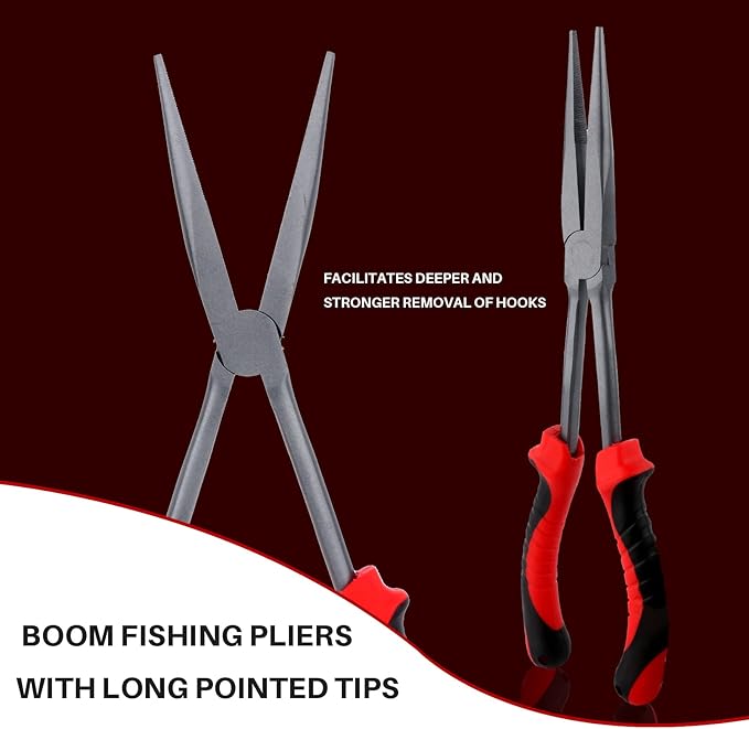 Hikary Long Nose Fishing Pliers, Stainless Steel Hook Remover Braid Cutter Rustproof Multi-Tool Fishing Gripper for Freshwater Saltwater