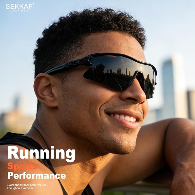 SEKKAF Polarized Sports Sunglasses for Men Women and Youth, UV400 Protection Ideal for Cycling Baseball Fishing Golf Running
