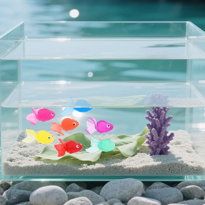 Healifty 20Pcs Artificial Goldfishes Rubber Aquarium Floating Fish for Aquarium Fish Tank Decoration Mixed Color 1.77 X 1.96 X 0.78''