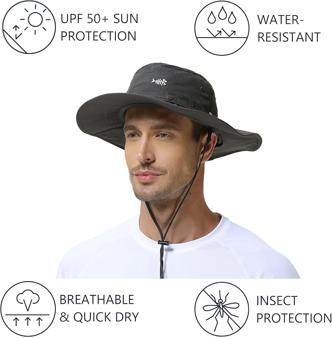 BASSDASH UPF 50+ Mosquito Sun Hat with Hidden Head Net and Neck Flap for Men Women Outdoor Fishing Hiking Camping