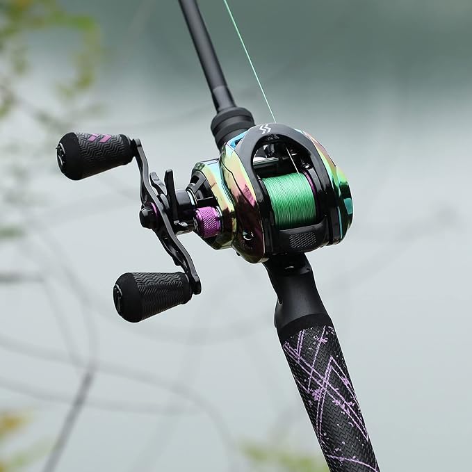 One Bass Fishing Rod and Reel Combo, Medium Fast Baitcasting Combo, 24-Ton Carbon Fiber 2 Pieces Fishing Poles with Baitcaster Reel Super Polymer Handle