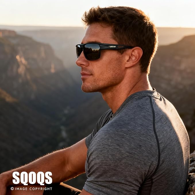 Polarized Sports Sunglasses for Men UV400 Protection, Lightweight Wrap Around Sun Glasses for Fishing Cycling Running