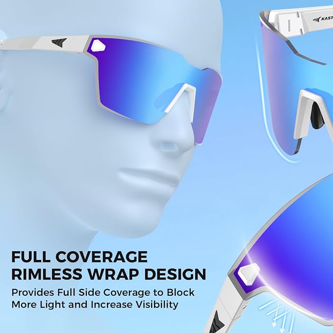 KastKing Tarkio Polarized Fishing Sunglasses, Large Single PC Lenses, Rimless Wrap Design, UV400 Protection Sports Sunglasses