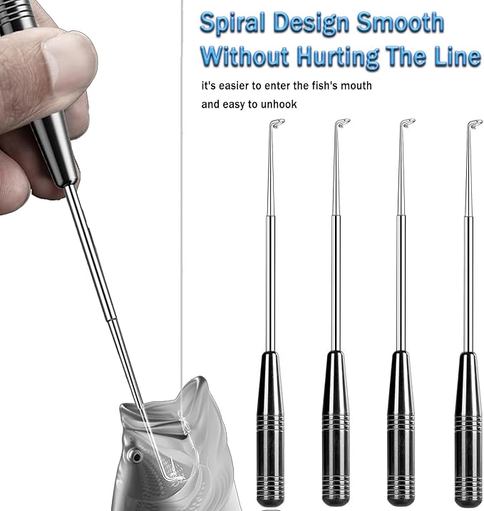 Fish Hook Remover Tool, Fishing Hook Quick Removal Descending Device, Fishing Gear Security Equipment Kits for Adult, Hook Extractor Accessories Detacher Tools with 4PCS Storage Tube