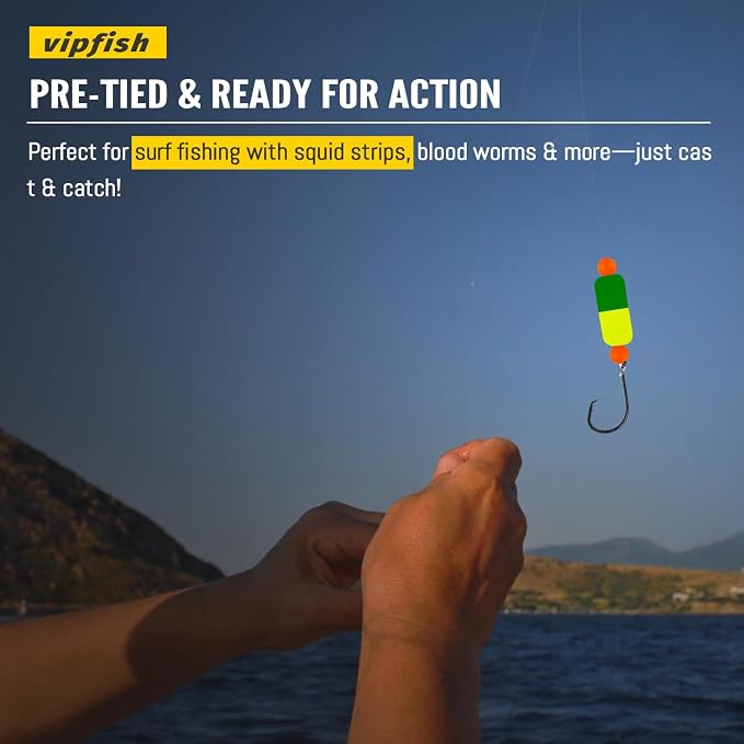 Pompano Rig Saltwater Surf Fishing Rigs – Double Drop Leader Rigs with Hooks, Floats, Beads & Snap – Easy Pre-Tied Terminal Tackle for Pompano, Whiting, Redfish