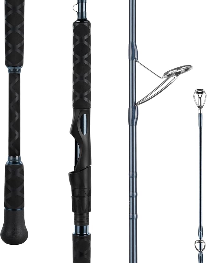 KastKing ReKon Saltwater Spinning Rod, KastFlex IM6 Carbon Graphite Blank, Zirconium Ceramic Guides, Graphite Locking Reel Seat, Oversized Drop Shot Hook Keeper, 2-Piece PTS, Saltwater Fishing
