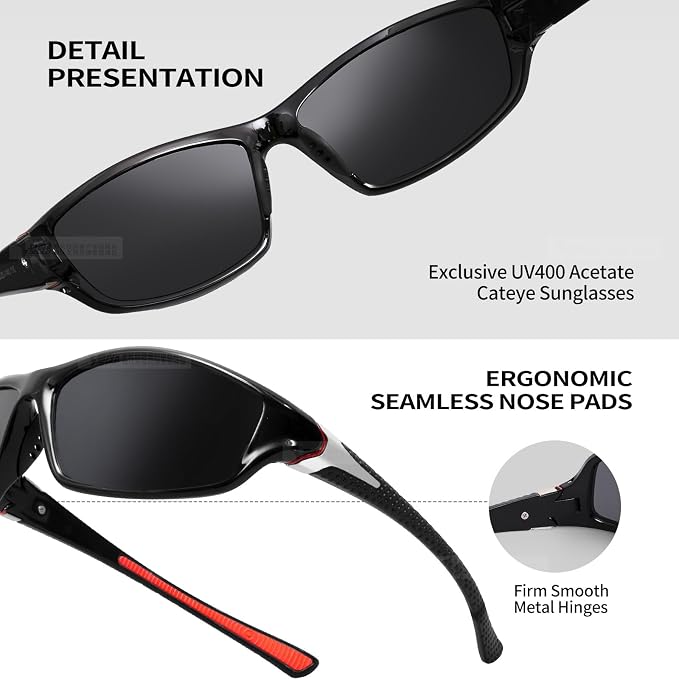 Polarized Sports Sunglasses For Men Women Unbreakable Frame Cycling Driving Fishing UV400 Protection