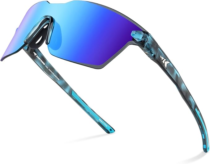KastKing Tarkio Polarized Fishing Sunglasses, Large Single PC Lenses, Rimless Wrap Design, UV400 Protection Sports Sunglasses