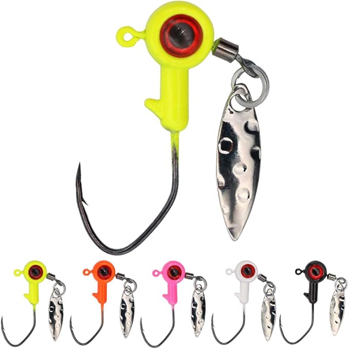XFISHMAN Crappie-Jigs-Heads-Kit 1/8 1/16 1/32oz 50 Pack Panfish Fishing Jigs Lead Head Jig Hook Lure