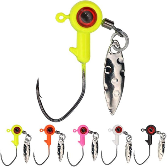 XFISHMAN Crappie-Jigs-Heads-Kit 1/8 1/16 1/32oz 50 Pack Panfish Fishing Jigs Lead Head Jig Hook Lure