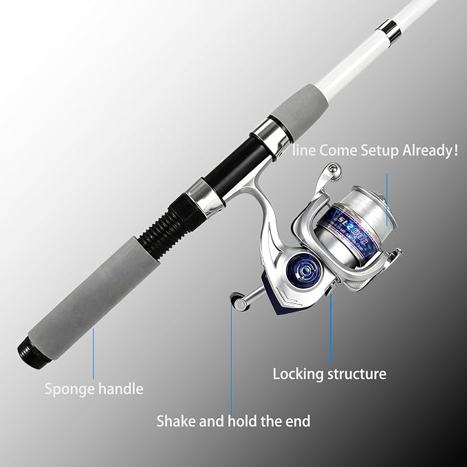 Spining Reels and Fishing Rod Combos (2-Pack), 5ft /6ft Fishing Pole, Size 2000 Reels, Pre-Spooled with 10 lb and 15 lb Mono Line