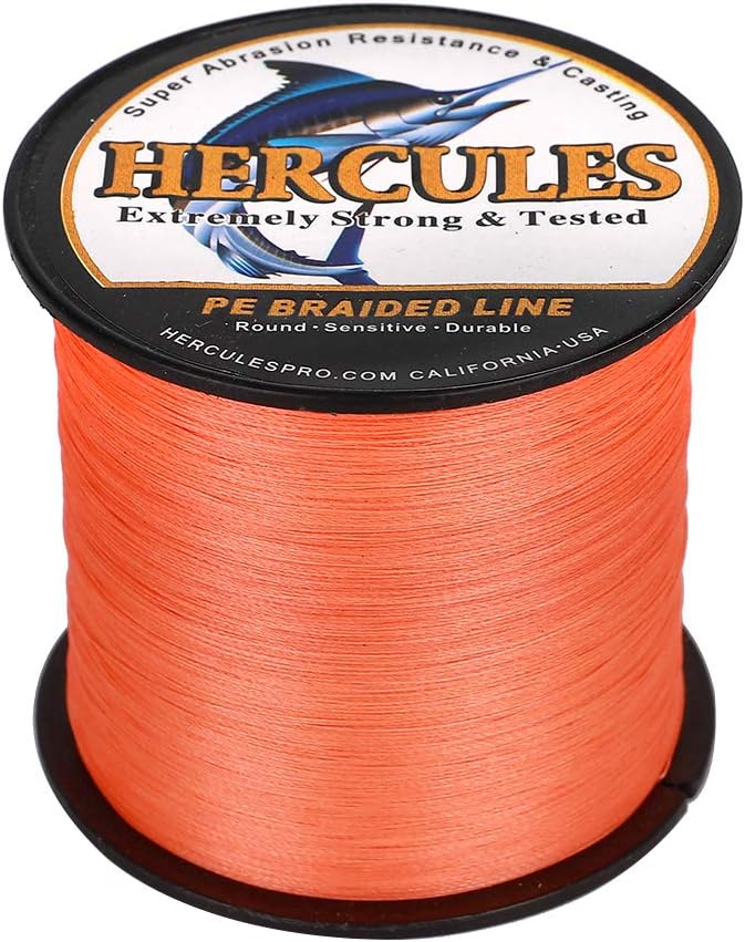 HERCULES Cost-Effective Super Strong 4 Strands Braided Fishing Line 6LB to 100LB Test for Salt-Water, 109/328 / 547/1094 Yards (100M / 300M / 500M / 1000M), Diam# 0.08MM - 0.55MM, Hi-Grade