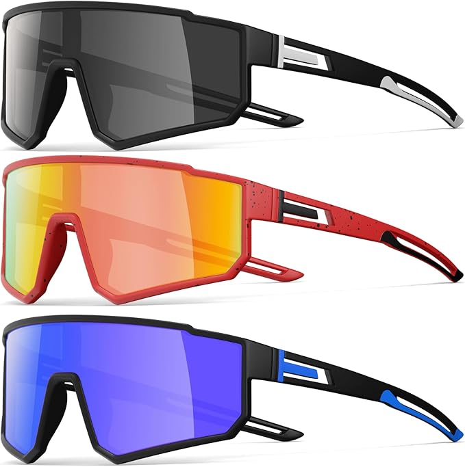 3 Pack Polarized Running Sunglasses for Women Mens Sunglasses UV Protection for Cycling Baseball Fishing