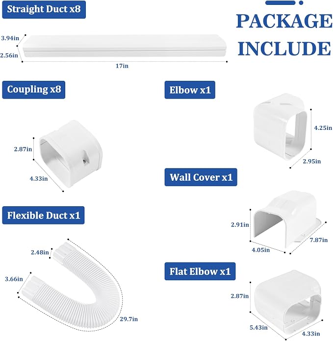 LyPrem 13.5Ft Mini Split Line Set Cover 4" PVC Line Cover Kit for Mini Split and Central Air Conditioner & Heat Pump