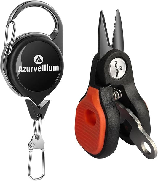 Mini Fishing Scissors with Gentle-Return Zinger, Rust-Resistant Braided Line Cutter, Compact Stainless Steel Snips, Smooth Lock for Saltwater