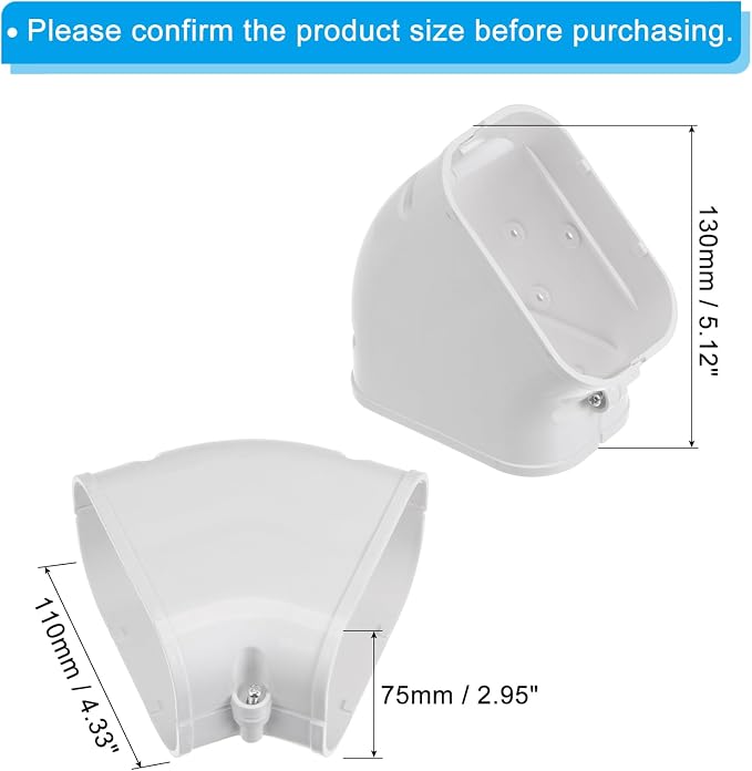 PATIKIL 4" PVC Decorative Line Cover, 2 Pack 45°Elbow Tubing Parts Accessories for Air Conditioner Central AC Heat Pump, White