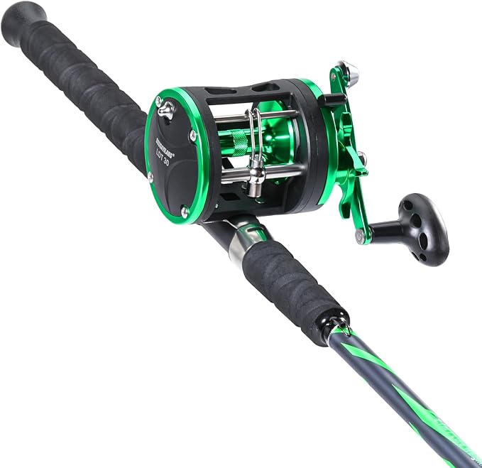 Sougayilang Progressive Glass Fishing Pole Conventional Reel Combo Medium Heavy for Catfish Salmon and Steelhead-7'0"