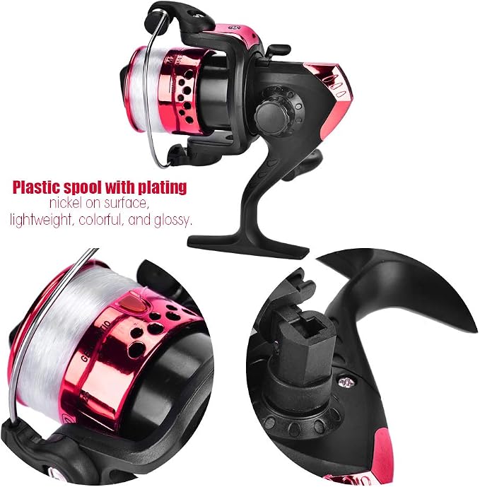 OUKENS Fishing Reel, 3 Colors Freshwater Plastic Plating Lightweight Spinning Fishing Reel Tackle Accessory