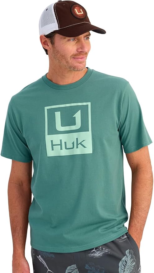 HUK Mens Performance Fishing Logo Tee, Short Sleeve T-Shirt for Men
