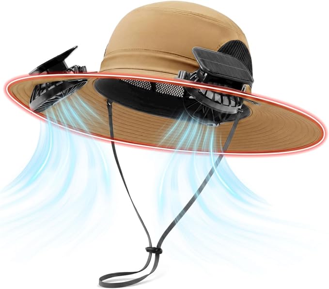 Solar Fan Hat with Steel Brim for Men Women UPF 50+ Garden Outdoor Fishing Beach Essential