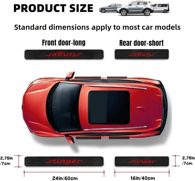 Door Sill Protector for 2018–2023 Stinger Accessories Car Door Entry Guard Sill Protector with Plastic Scraper Carbon Fiber Leather Threshold Stickers