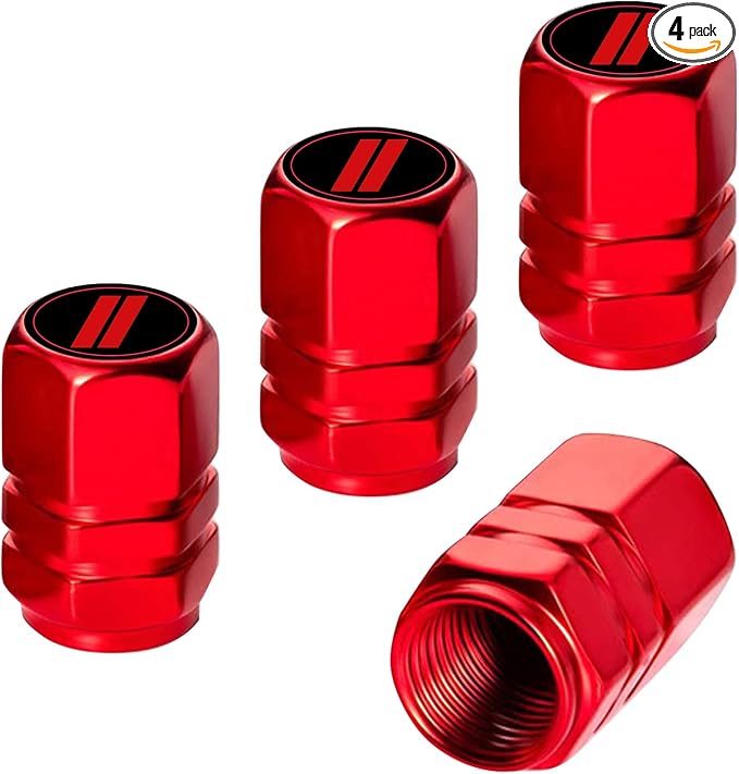 Aluminum 4pcs Tire Valve Cap Cover Set Compatible with Dodge Tire Valve Stem caps fiit for Dodge Challenger Car Accessories Decor (Red-for-D-Q)