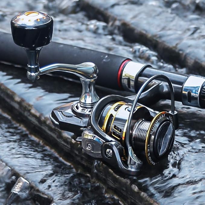 SANLIKE Spinning Reel Fishing Reel for Saltwater or Freshwater | Carbon Fiber 40.5 Lbs Max Drag 7+1 Stainless BB Ball Bearing 5.2:1 Gear Ratio Size 3000