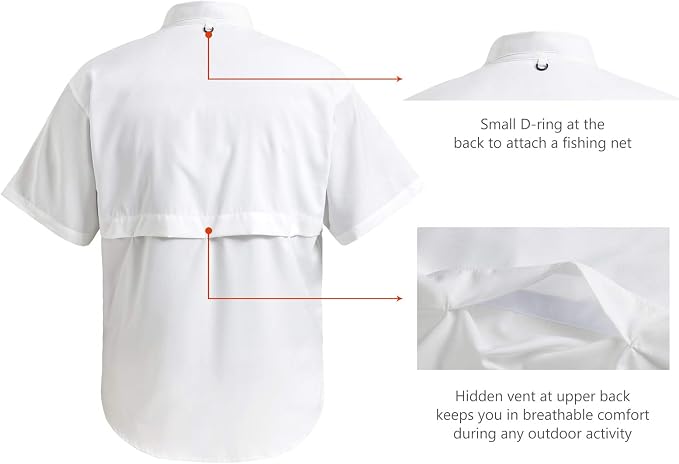 Bassdash UPF 50 Men’s Fishing Dress Shirt Button Down Woven Short Sleeve Outdoor