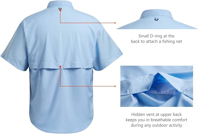 Bassdash UPF 50 Men’s Fishing Dress Shirt Button Down Woven Short Sleeve Outdoor
