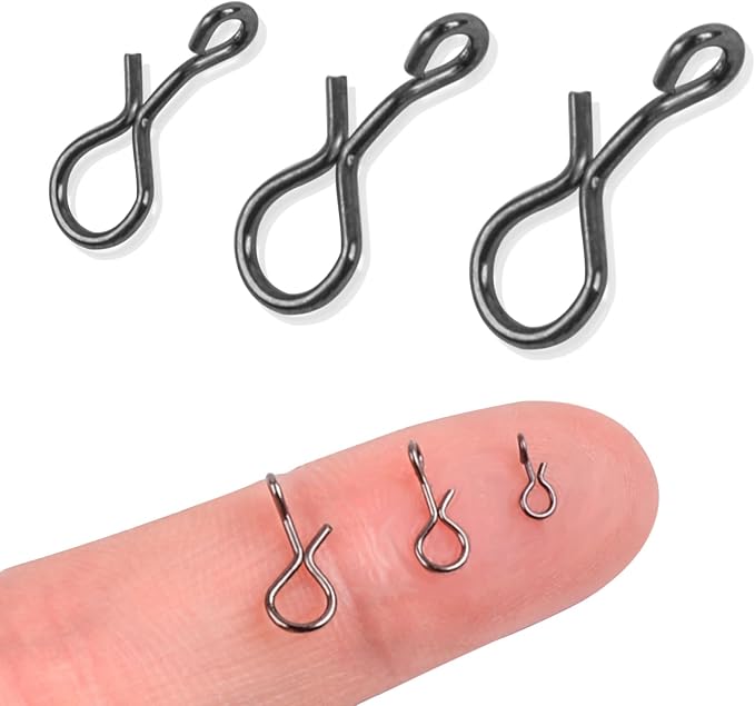 150pcs Fly Fishing Snaps, Stainless Steel Quick Lure Change Snaps No Knot Fast Clips Lure Connector Tackle for Fly Fishing Flies Mixed 3 Sizes
