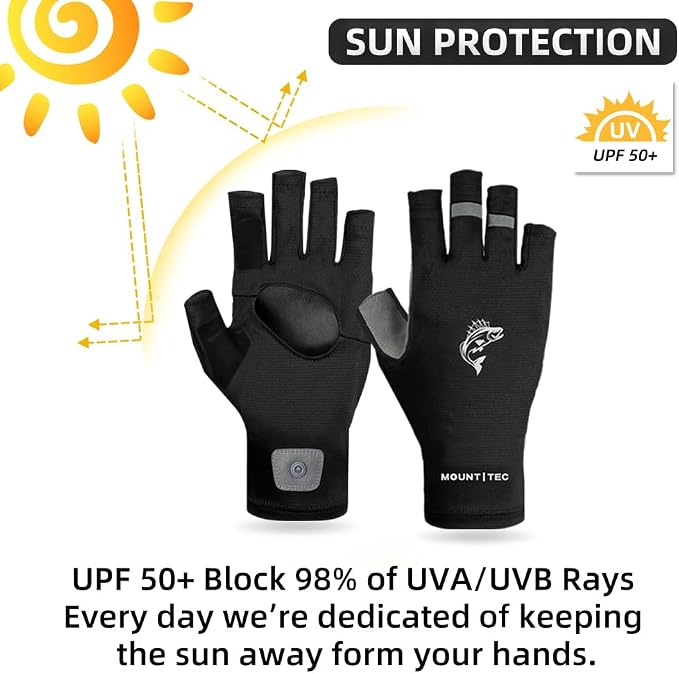 Unisex UV Protective Fingerless Gloves UPF 50+ Sun Glove for Outdoor Fishing Cycling Hiking Driving Kayaking