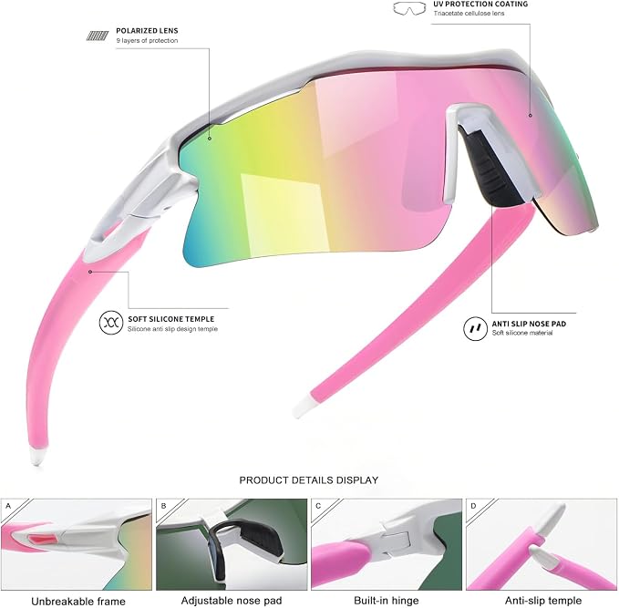 SEKKAF Polarized Sports Sunglasses for Men Women and Youth, UV400 Protection Ideal for Cycling Baseball Fishing Golf Running