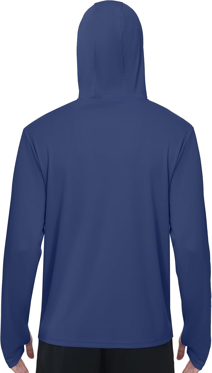 FISHEAL Men's Performance Fishing Hoodie Shirt - UPF 50+ Sun Protection Long Sleeve Thumbholes Shirts with Neck Gaiter