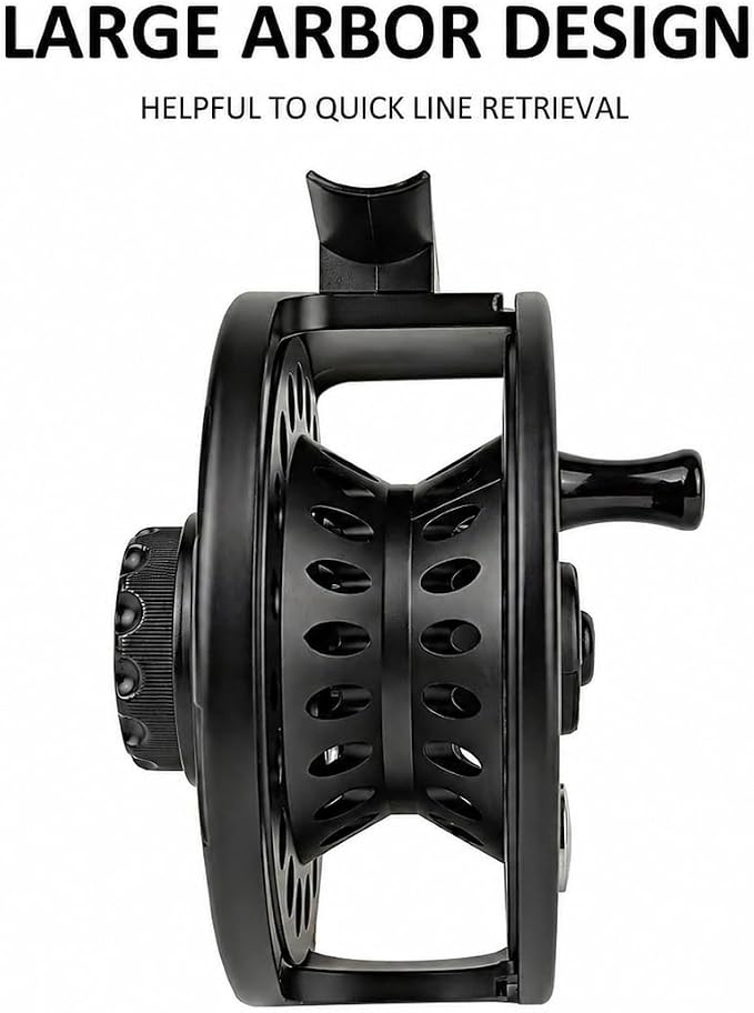 Aventik HVCE Graphite Fly Reel Center Drag System Classic III Graphite Large Arbor Sizes 3/4, 5/6, 7/8 Fly Fishing Reels