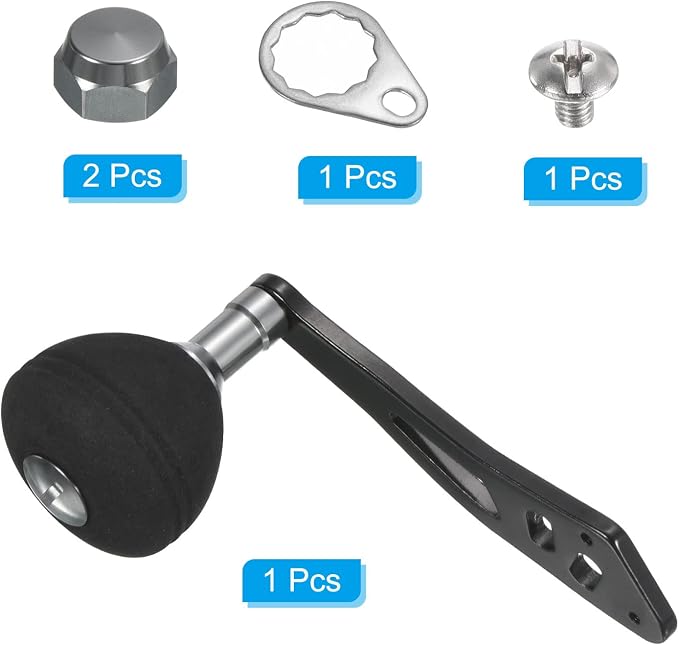 PATIKIL Baitcasting Power Handle, Metal Fishing Reel Handle EVA Knob Grip Replacement Parts for Rocker Arm Accessories