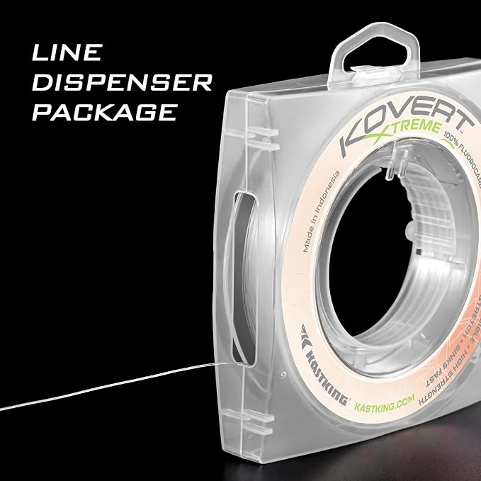 KastKing Kovert 100% Fluorocarbon Fishing Line - Clear Fishing Leader, High Sensitivity, Strong Knot Strength, Shock & Abrasion Resistant, Extreme Clarity, Ultra-Low Visibility, Fast Sinking