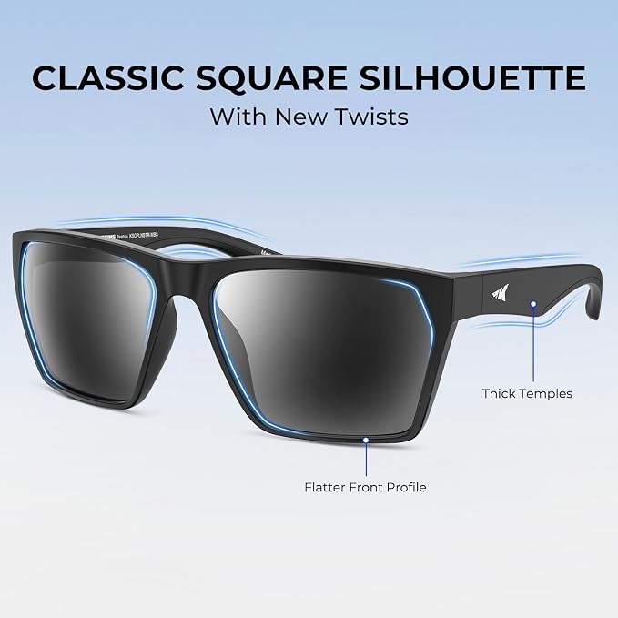 KastKing Beartrap Polarized Sports Fishing Sunglasses, With PuriVex Protective Lens Coating, Square Frame Design, Men Women