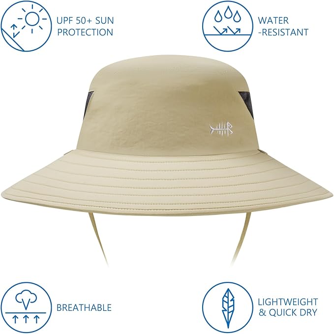 BASSDASH UPF 50+ Breathable Sun Hat with Removable Face Cover and Neck Flap Wide Brim Bucket Hat for Fishing Hiking Men Women