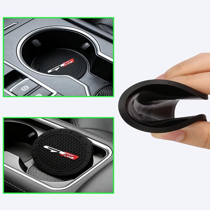 2 Pack GT line Car Cup Holder, Non-Slip Cup Coasters for Fashion car Interior Accessories,Decorative Car Cup Mat, Diameter 2.75 Inch