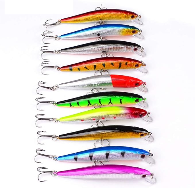 10pcs Fishing Lures - Life-Like Swimbait, Minnow Hard Lure Bass Trout Baits Kit, Topwater Hard Baits Crankbait Swimbait for Saltwater Freshwater
