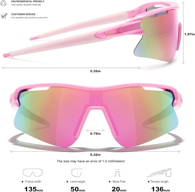 SEKKAF Polarized Sports Sunglasses for Men Women and Youth, UV400 Protection Ideal for Cycling Baseball Fishing Golf Running