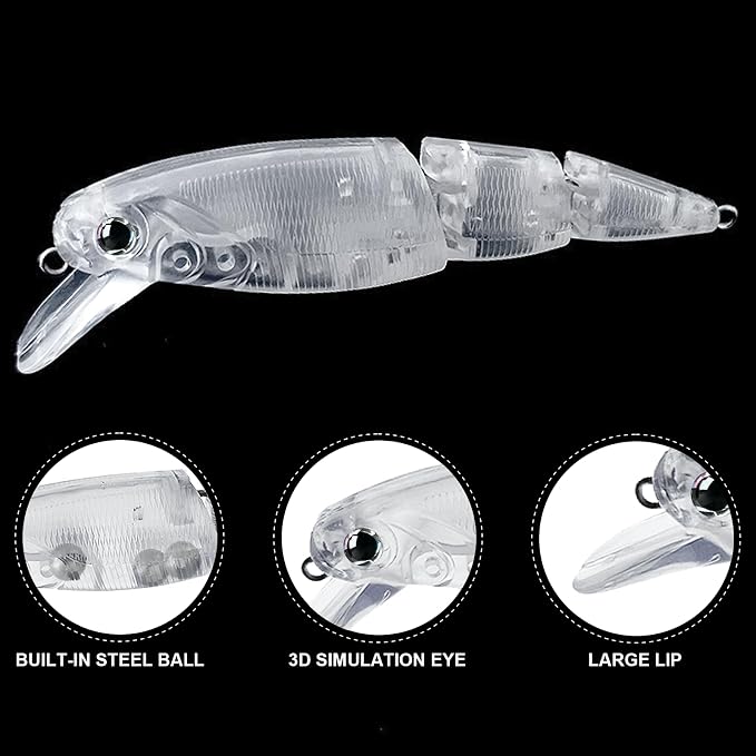 10pcs/20pcs Fishing Blanks Lures Kit Fishing Topwater Unpainted Swimbait Unpainted Crankbaits Hard Baits DIY Lure for Bass Salmon Trout Saltwater and Freshwater